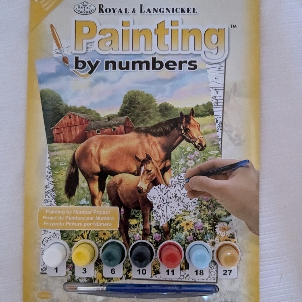 VTG Paint by Number Horses In Field New Sealed Royal & Langnickel Horse Painting